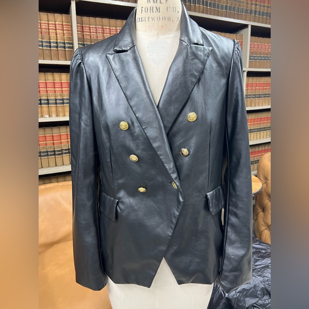 Rachel Zoe faux leather blazer L